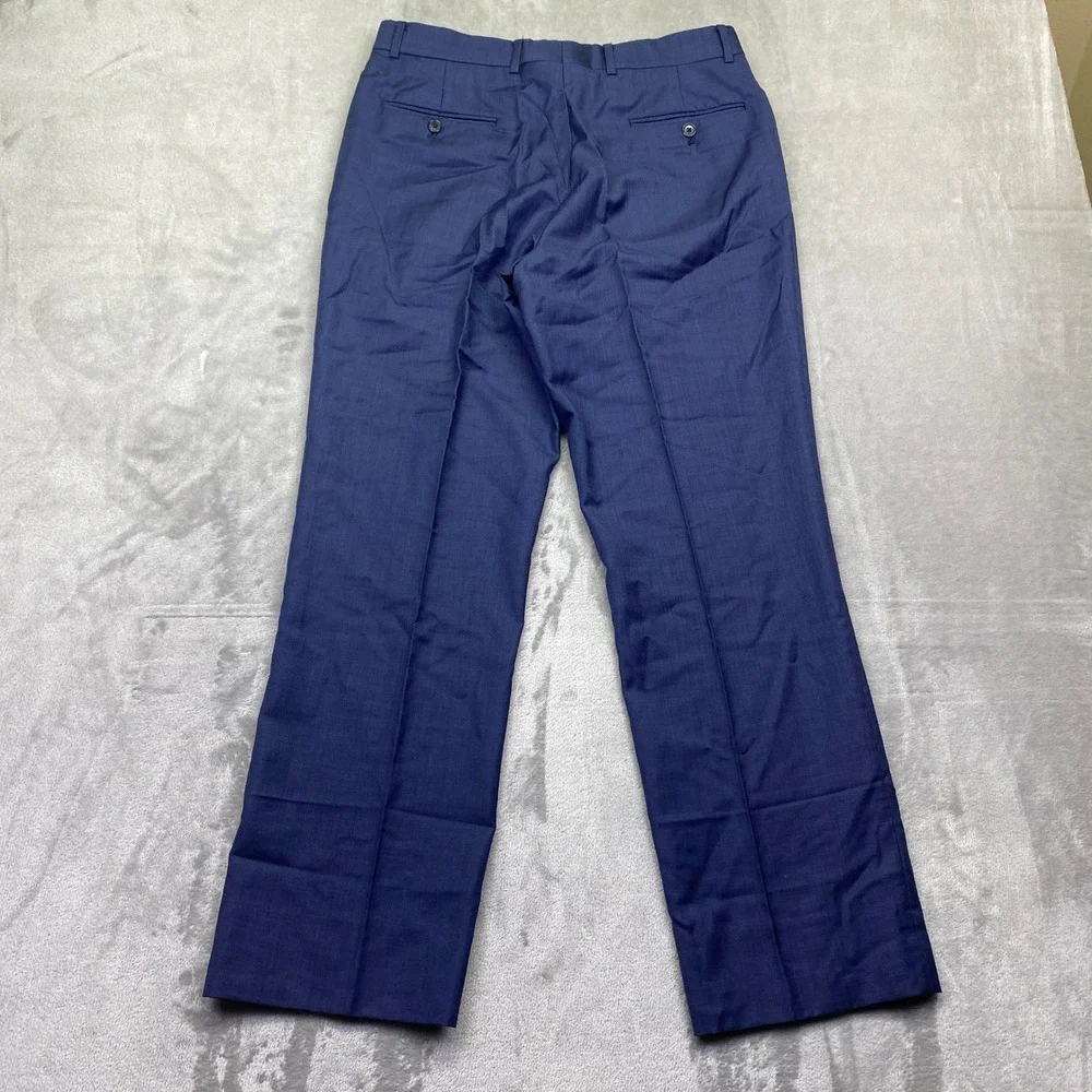 Tommy Hilfiger Mens Blue 100% Wool Dress Pants Flat‎ Front Straight Leg Sz 32
